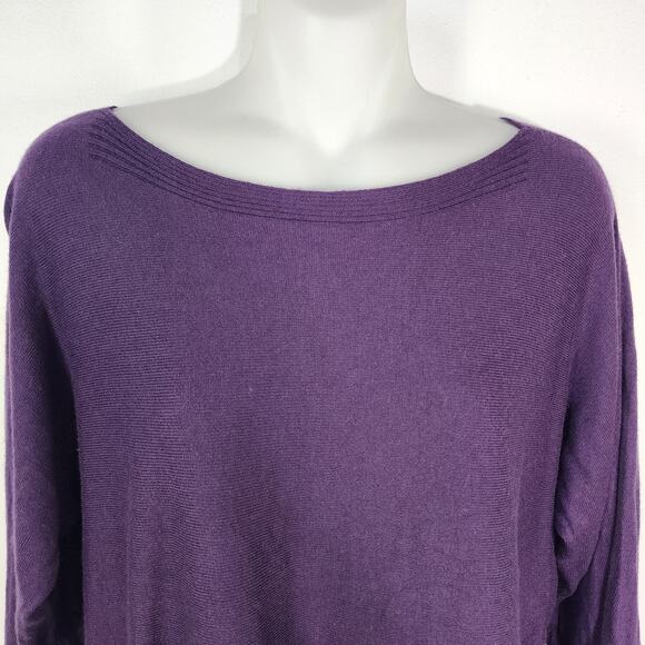 Chico's Sweater Women Sz 1 Medium Touch of Cashmere Boat Neck 3/4 Sleeve Purple - Picture 3 of 9